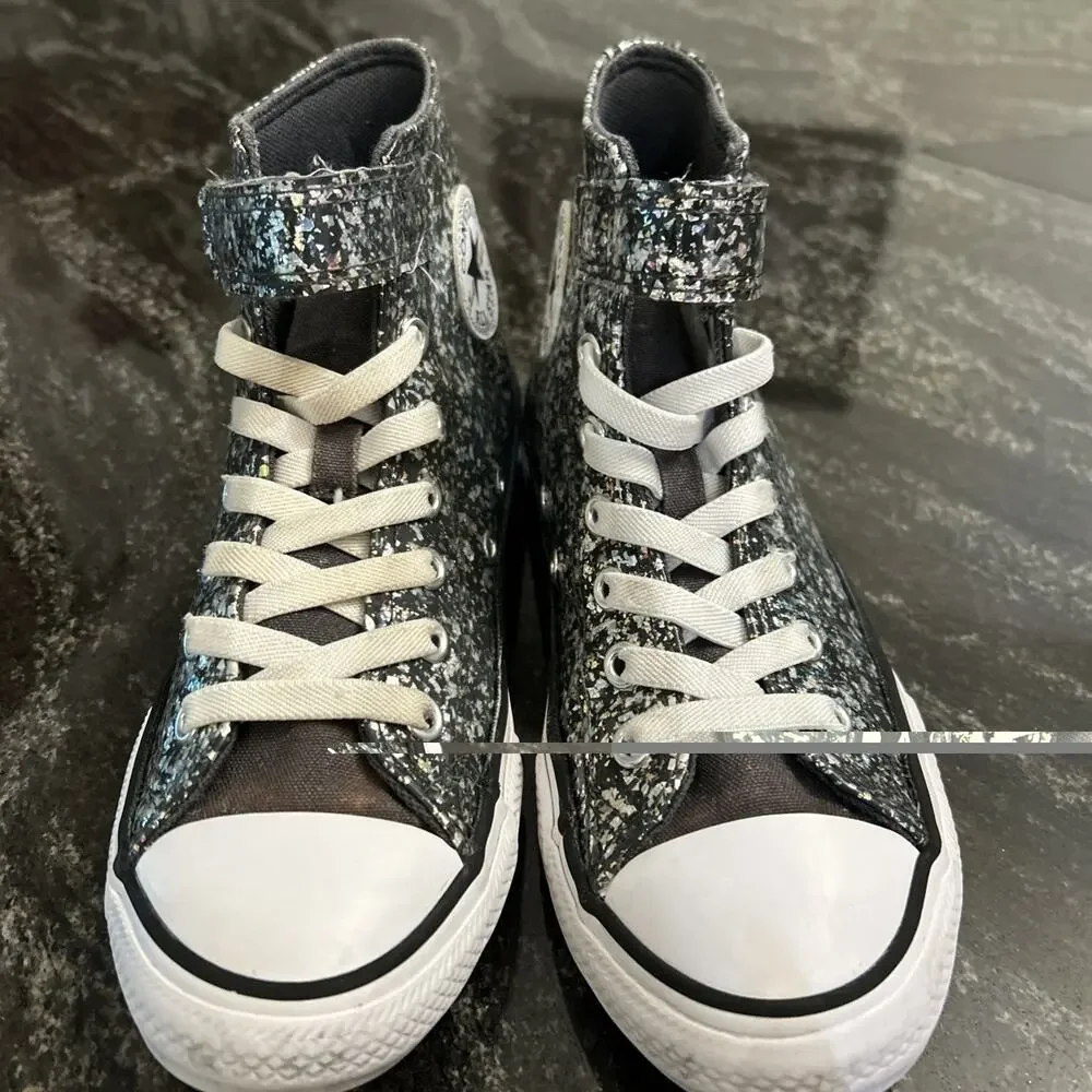 Converse Glitter Dark Matter/White/Girl's High Top Sneakers Size 2.5 A11116C